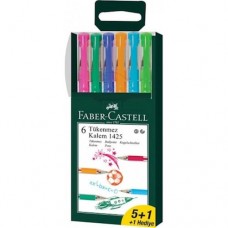 Faber Castell 1425 0.7 mm. Renkli Tükenmez Kalem - 6 Adet Fiyatı